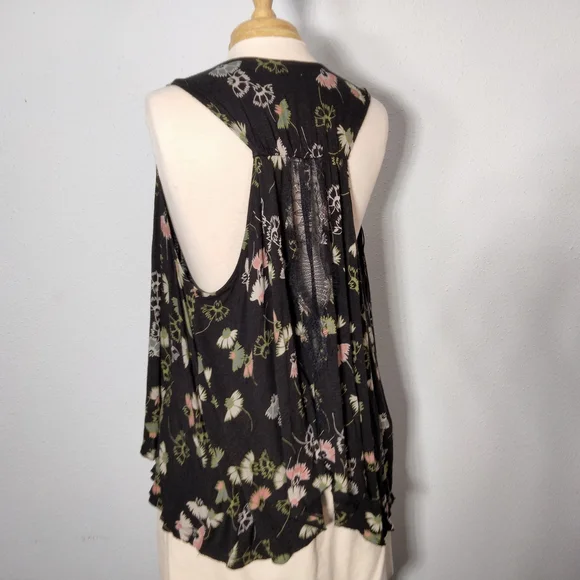 Free People Splitback Black Floral Swing Top - Picture 3 of 6